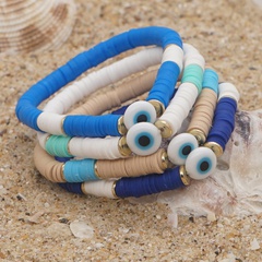 bohemia geometric candy color 6mm soft pottery glass eye flat disc bead bracelet wholesale nihaojewelry