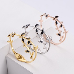 fashion korean branches leaves inlaid rhinestone color stainless steel bracelet wholesale nihaojewelry