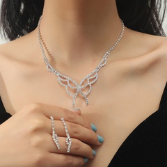 Koreanische Kristall Strass Schmetterling Halskette Ohrringe Hochzeit Schmuck Großhandel Nihaojewelry
