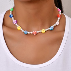 collier de perles de fleur d'argile de couleur de mode en gros Nihaojewelry
