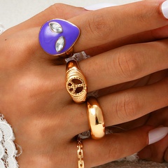 Fashion color drip oil alloy ring combination Nihaojewelry