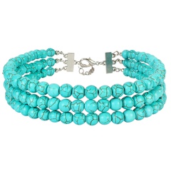 wholesale jewelry imitation turquoise multi-layer short necklace nihaojewelry