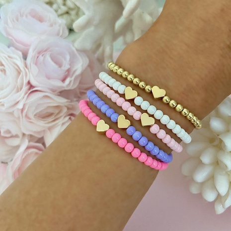 einfarbig Acryl Herzform Perlen Armbänder Großhandel Schmuck Nihaojewelry's discount tags