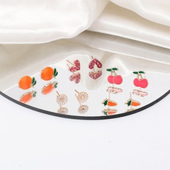 cute drop oil fruit earring set wholesale jewelry Nihaojewelry