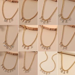wholesale jewelry letter diamond-studded pendant necklace nihaojewelry