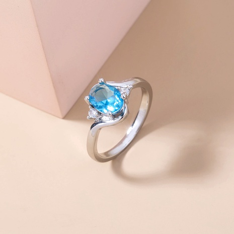 Al por mayor joyería ovalada zafiro anillo de circonio con incrustaciones de cobre nihaojewelry's discount tags