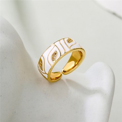 wholesale jewelry geometric dripping oil pattern copper inlaid zircon opening ring nihaojewelry
