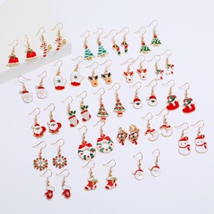 cartoon Christmas alloy dripping Santa Claus Elk earrings set wholesale Nihaojewelry
