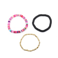 color beaded soft ceramic bohemian style bracelet three-piece set wholesale jewelry Nihaojewelry