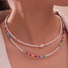 Nz2230 New Style Handmade Beaded Contrast Color Bead Necklace Fresh Pastoral Style Shell Necklace Clavicle Chain