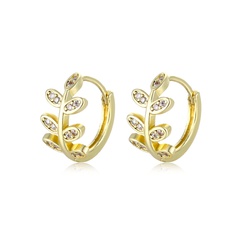 Vente en gros bijoux boucles d'oreilles en zircon incrusté de cuivre feuille creuse nihaojewelry