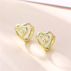 18K Gold Hollow Love Heart-Shaped Metal Quality Earrings Female New Ear Ring Personality Simple Love Ear Clips Earrings
