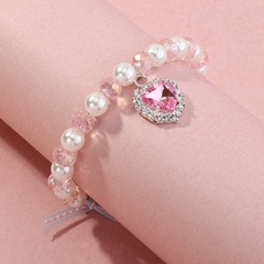 Heart rhinestone pendent pearl crystal chain bracelet wholesale Nihaojewelry