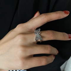 Korean retro fashion hollow diamond butterfly opening adjustable copper ring wholesale nihaojewelry