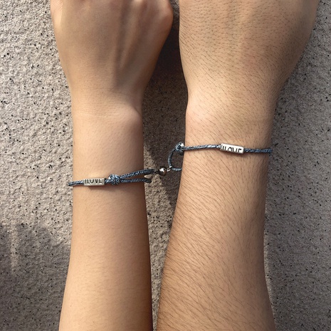 Großhandel schmuck handgewebte seilmagnet halbkugel verstellbares paar armband nihaojewelry's discount tags