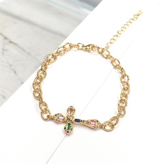 wholesale jewelry hollow chain cross copper inlaid color zircon bracelet nihaojewelry