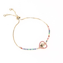 wholesale jewelry hollow heart-shaped palm pendant copper inlaid color zircon bracelet nihaojewelry