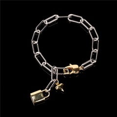 wholesale jewelry hollow chain heart lock pendant copper bracelet nihaojewelry