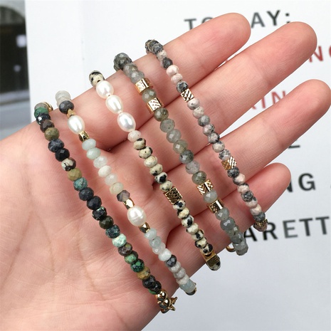Großhandel Schmuck Farbe Edelstein Perle Kupfer Perlen Armband nihaojewelry's discount tags