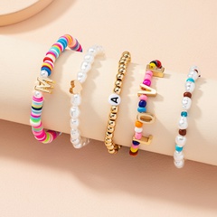 wholesale jewelry retro letter splicing color beaded bracelet nihaojewelry