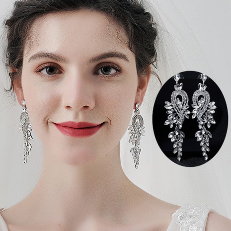Mode lange Legierung Strass-Blatt-Ohrringe Großhandel Nihaojewelry's discount tags