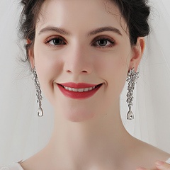 Korean sparkling rhinestone long alloy earrings wholesale Nihaojewelry