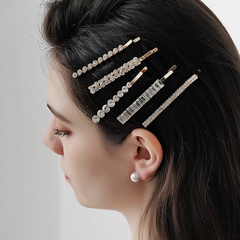 korean fashion geometric rhinestone bangs clip metal 5-piece hairpin wholesale nihaojewelry