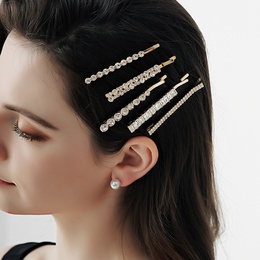 korean fashion geometric rhinestone bangs clip metal 5piece hairpin wholesale nihaojewelrypicture9
