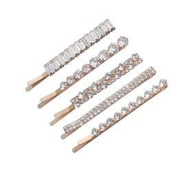 korean fashion geometric rhinestone bangs clip metal 5piece hairpin wholesale nihaojewelrypicture12