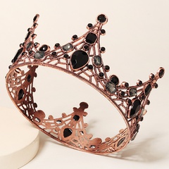 neue barocke volle runde schwarze diamantbrautkrone Großhandel Nihaojewelry
