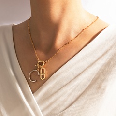 full diamond letter C pendant necklace chain irregular pendant clavicle chain