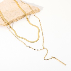 Collar de cuerda de cadena de serpiente doble de acero inoxidable simple al por mayor Nihaojewelry