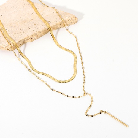 collier de corde simple en acier inoxydable à double chaîne de serpent en gros Nihaojewelry's discount tags