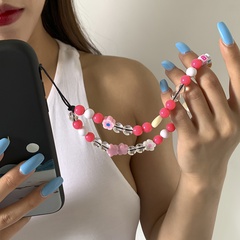 vente en gros chaîne de téléphone mobile perlée de fleur de lettre de couleur géométrique nihaojewelry