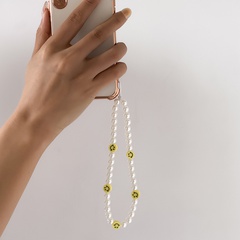 Al por mayor estilo bohemio cerámica suave cara sonriente perla con cuentas cadena de teléfono móvil nihaojewelry