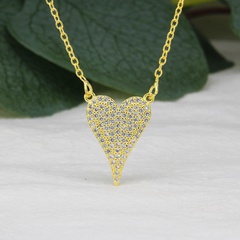 collar chapado en oro en forma de corazón con diamantes completos retro al por mayor Nihaojewelry