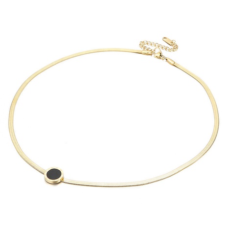 simple chaîne plate en acier inoxydable lettres anglaises collier de coquillages noirs en gros Nihaojewelry's discount tags