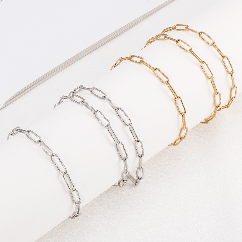 Bijoux Fantaisie Parures Bijoux | Ensemble De Bracelets En Acier InoxydableChane Rectangulaire Simple En Gros Nihaojewelry - SW88763