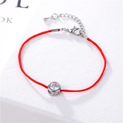 wholesale jewelry red string rope copper inlaid round zircon bracelet nihaojewelry