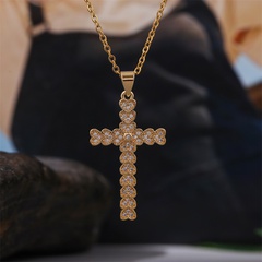 European and American Creative Personalized Trend Copper Inlaid Zirconium Cross Necklace Female Foreign Trade Real Gold Plating Geometric Pendant Jewelry