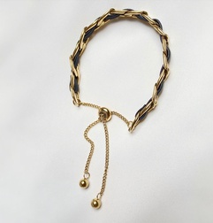 wholesale bijoux hit couleur perles dorées tressées gland bracelet réglable en acier titane nihaojewelry