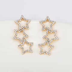 South Korea Dongdaemun Hollow Jeweled Pentagram Stud Earrings Simple Temperament Thin Earrings Female Yiwu Earrings Factory