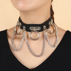 Punk PU Leather Tassel Necklace Wholesale Nihaojewelry