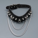 punk spiked rivet pu leather tassel double chain necklace wholesale Nihaojewelrypicture20