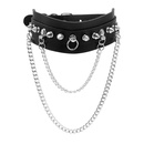punk spiked rivet pu leather tassel double chain necklace wholesale Nihaojewelrypicture17