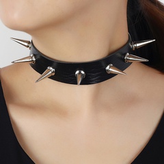 Cross-Border New Arrival European and American Punk Pointed Nail Leather Necklace Personality Fashion Harajuku Style Sexy Women's Sexy Ornament