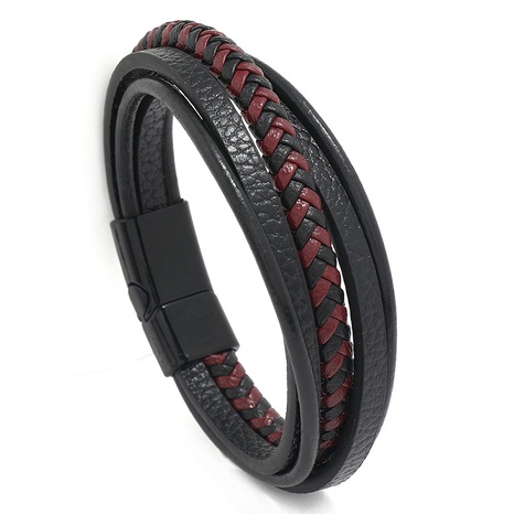 wholesale jewelry retro woven leather magnet clasp bracelet nihaojewelry's discount tags