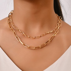 cadena de clavícula multicapa de textura de metal de moda al por mayor Nihaojewelry