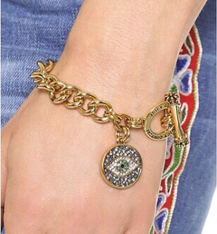 fashion metal flash diamond devil's eye pendant chain bracelet wholesale Nihaojewelry
