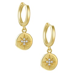 classic eight-pointed star micro-inlaid starry copper earrings wholesale Nihaojewelry